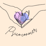 imagen elaborada de manos realizando un coraz&oacute;n con un dibujo de un cerebro dentro con colores de fondo azul y morado; abajo dice el texto: psico.conocer, que es de importancia de la autora; redirige a la entrada de c&oacute;mo alejarte de una persona en 7 d&iacute;as "sanamente"